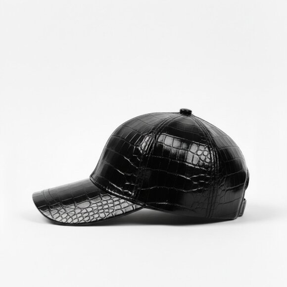 Rugan Crocodile Leather Baseball Cap: Unisex Leather Hat For Men, Leather Cap Fo - Picture 2 of 3